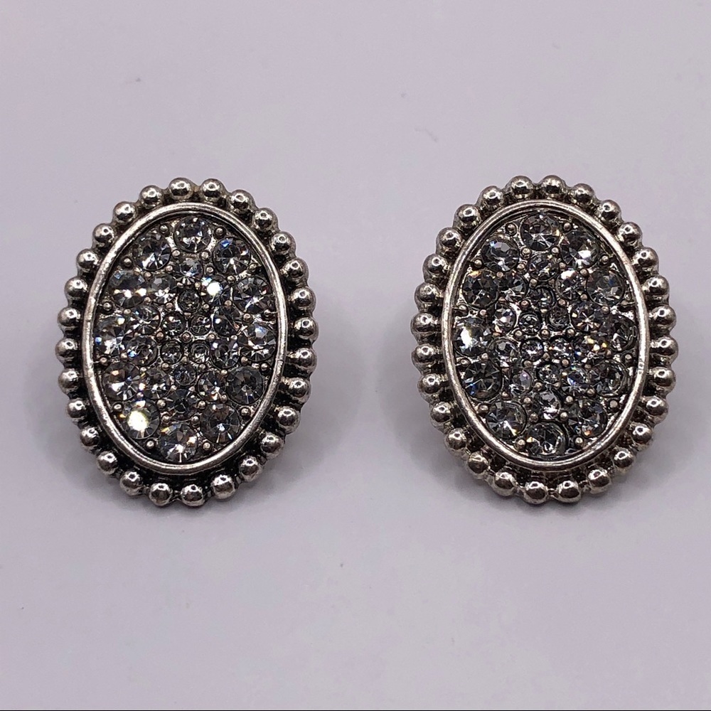 Crystal Rhinestone Large Oval Earrings